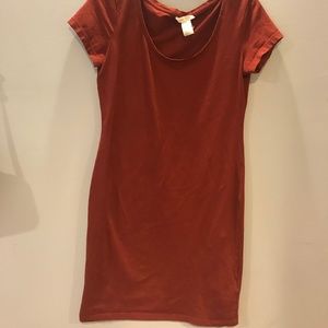 H&M Dark Rust T-Shirt Bodycon Dress